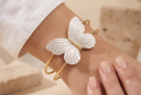 White Butterfly Pearl Arm Cuff Bracelet