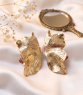 Black Glitter Petal Statement Earrings
