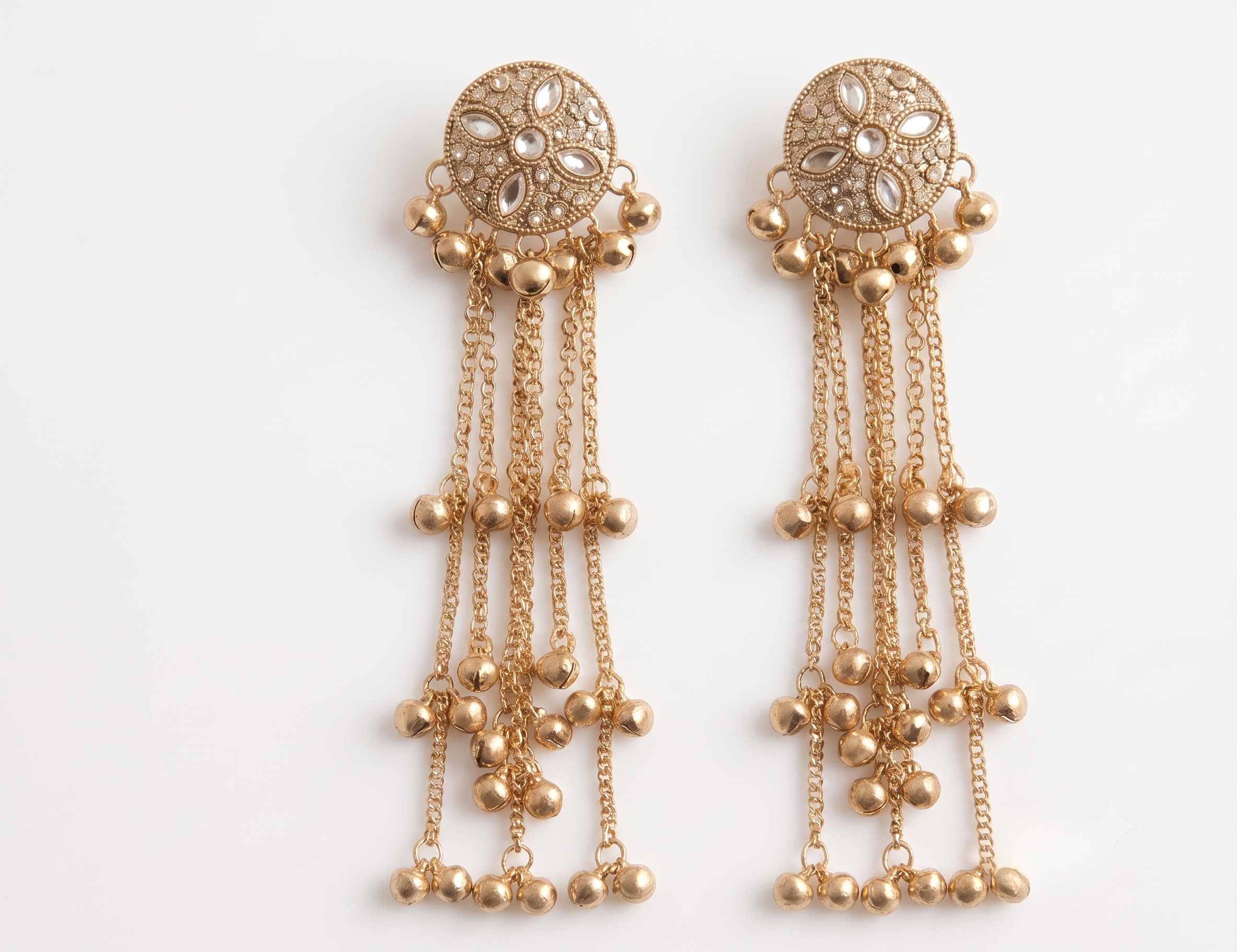 Gold Ghungroo Tassel Bell Stud Jhumki
