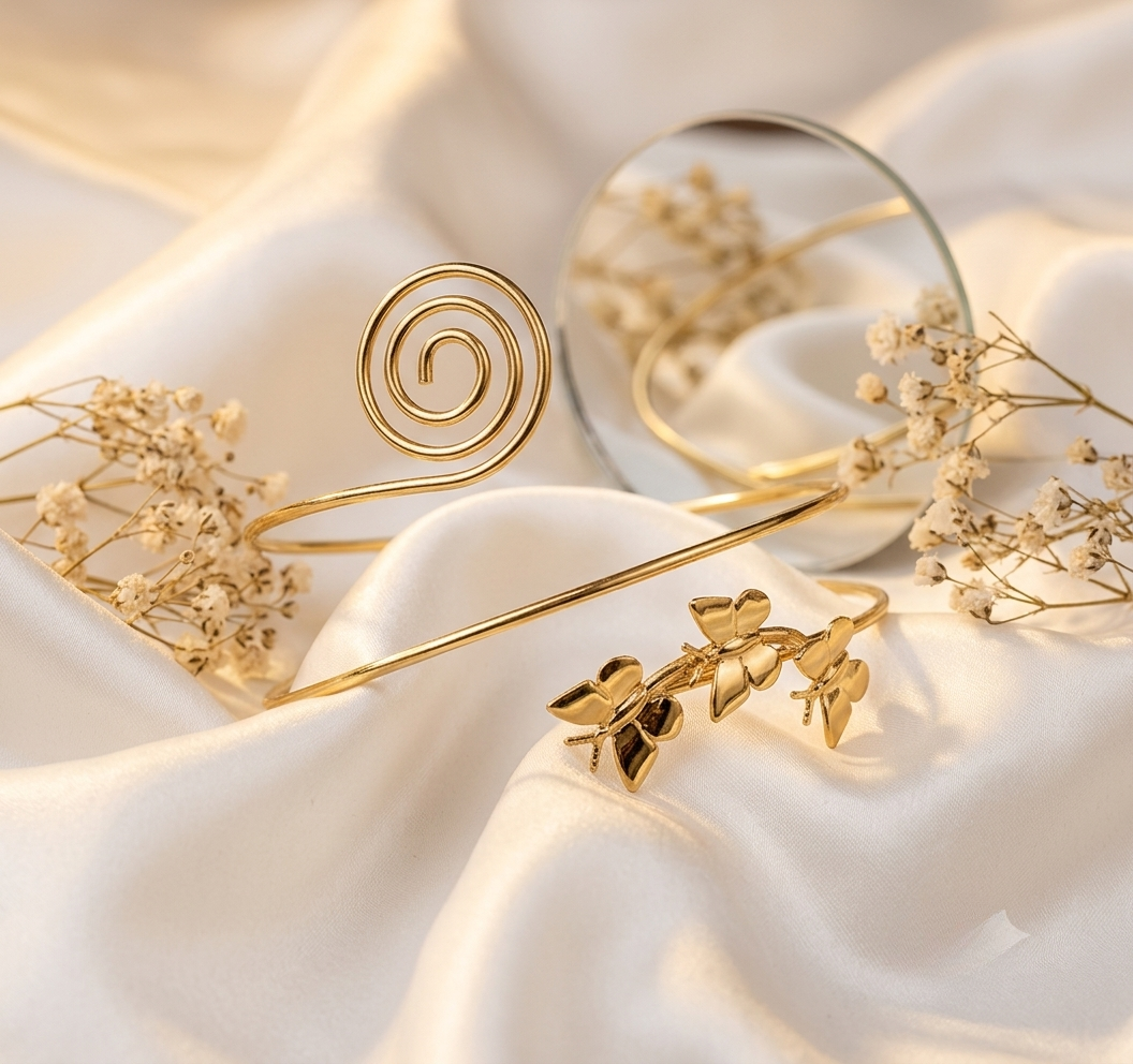 Gold Dragonfly Arm Cuff Bracelet