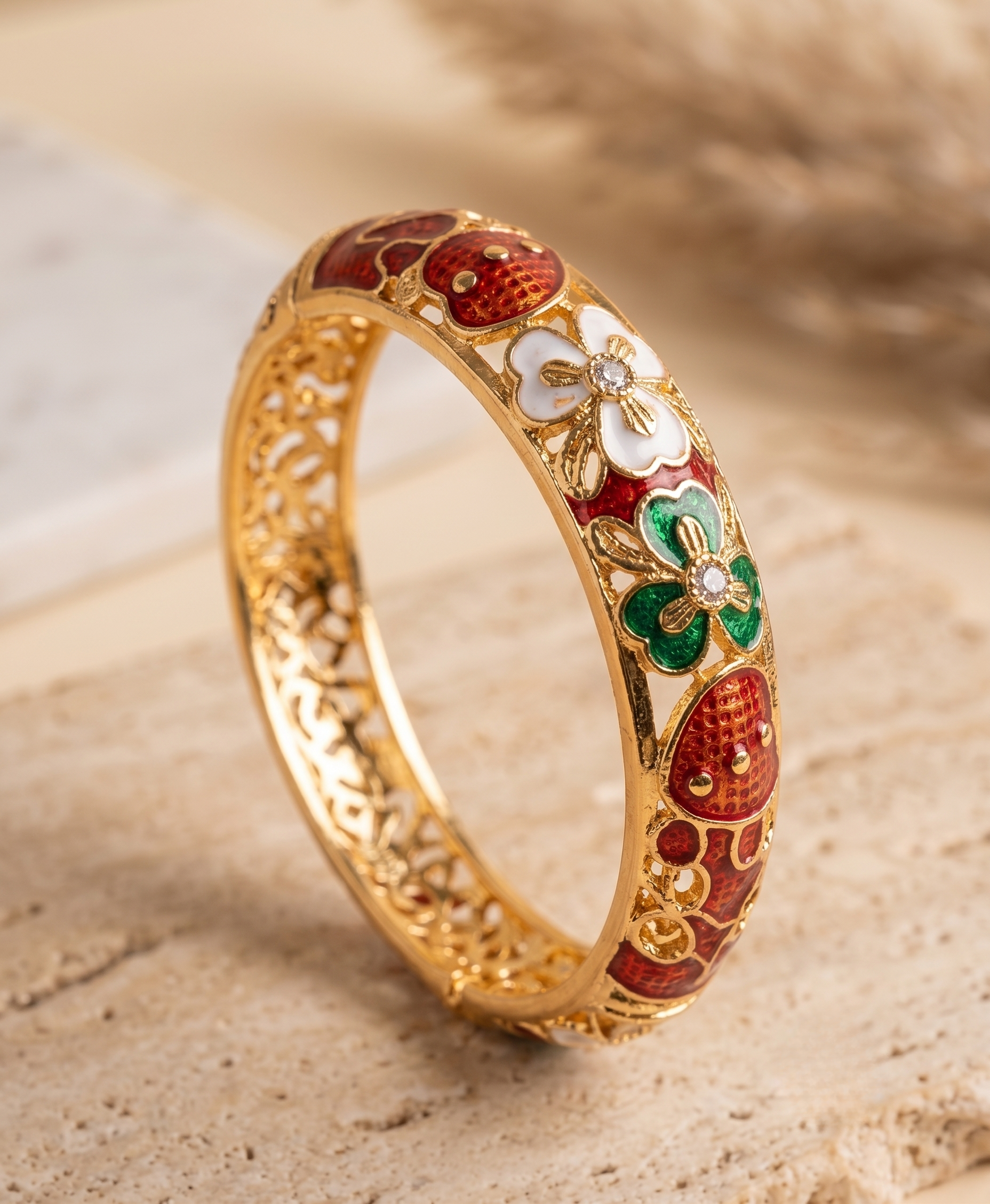 Maroon Thick Meenakari Kada