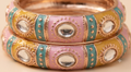 Pink & Teal Thick Meenakari Kada