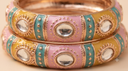 Pink & Teal Thick Meenakari Kada