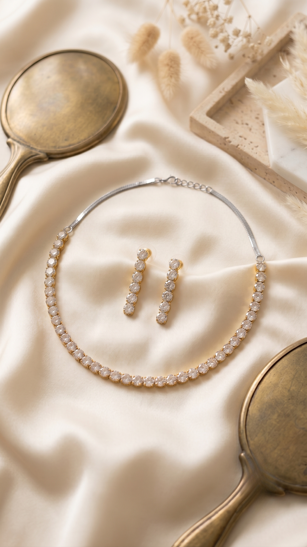 Rust Gold CZ Choker Set (with Earrings)