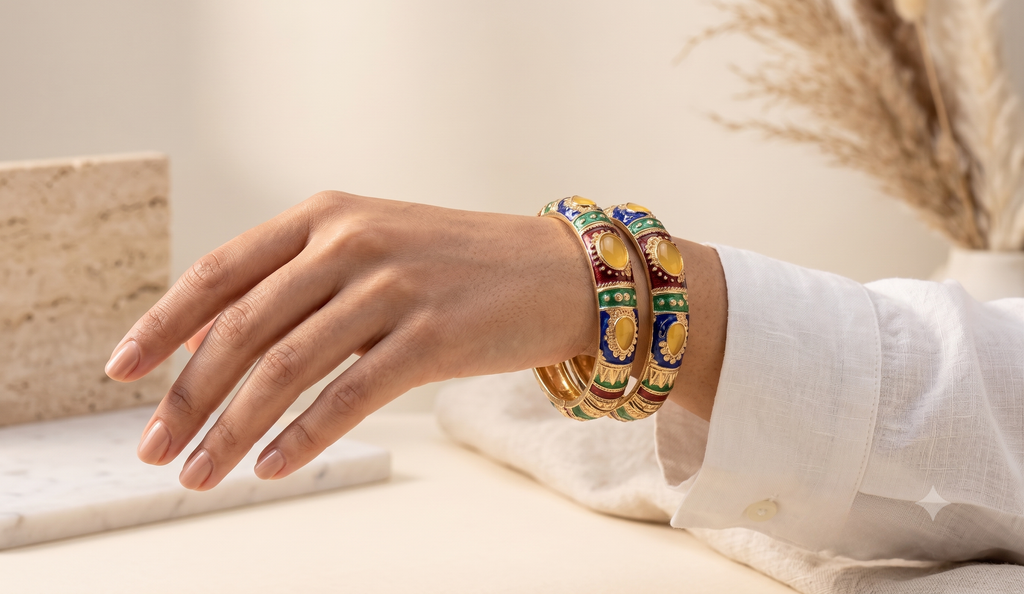 Multicolour Stone Meenakari Kada