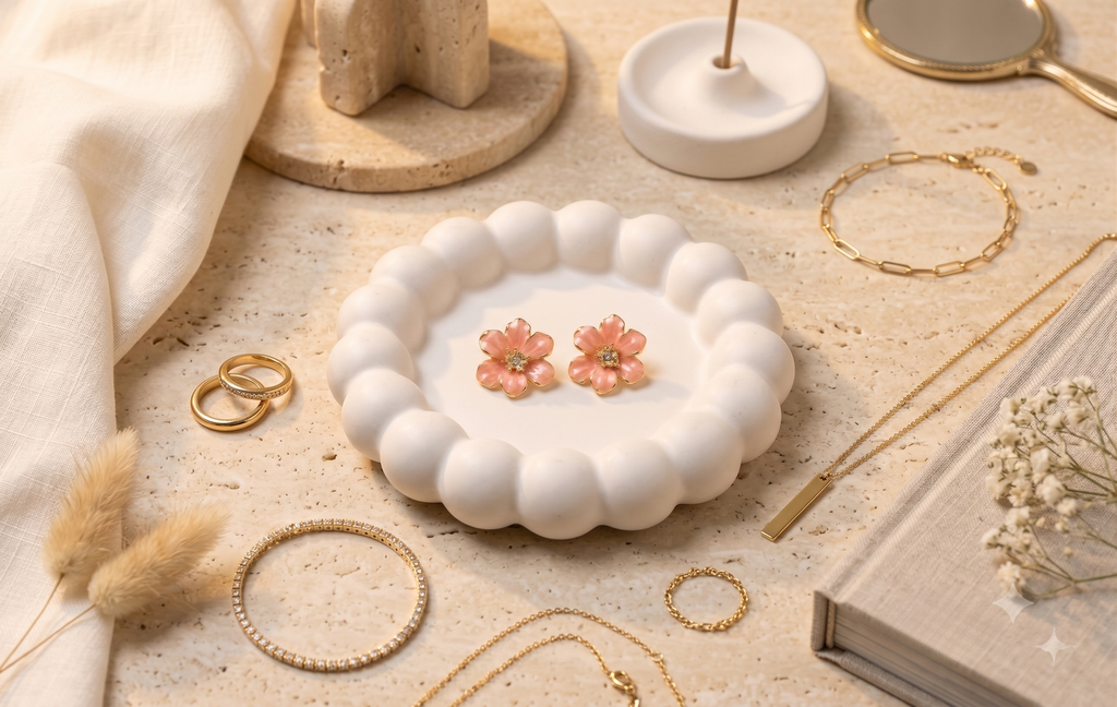 Peach Floral Studs
