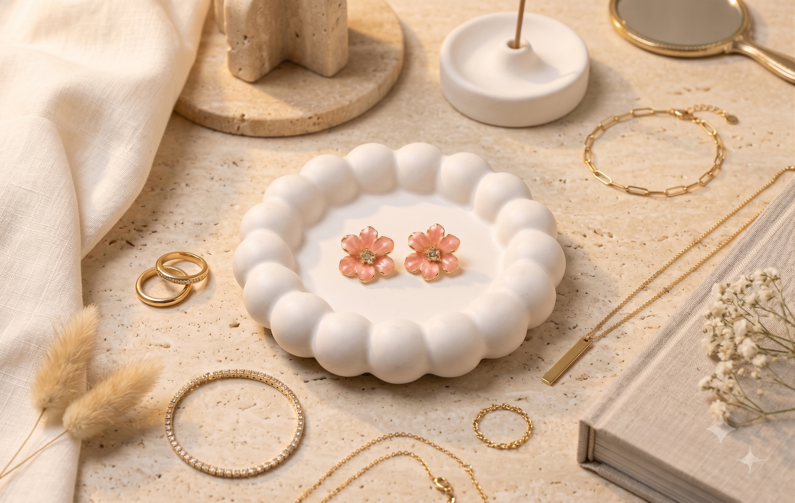 Peach Floral Studs