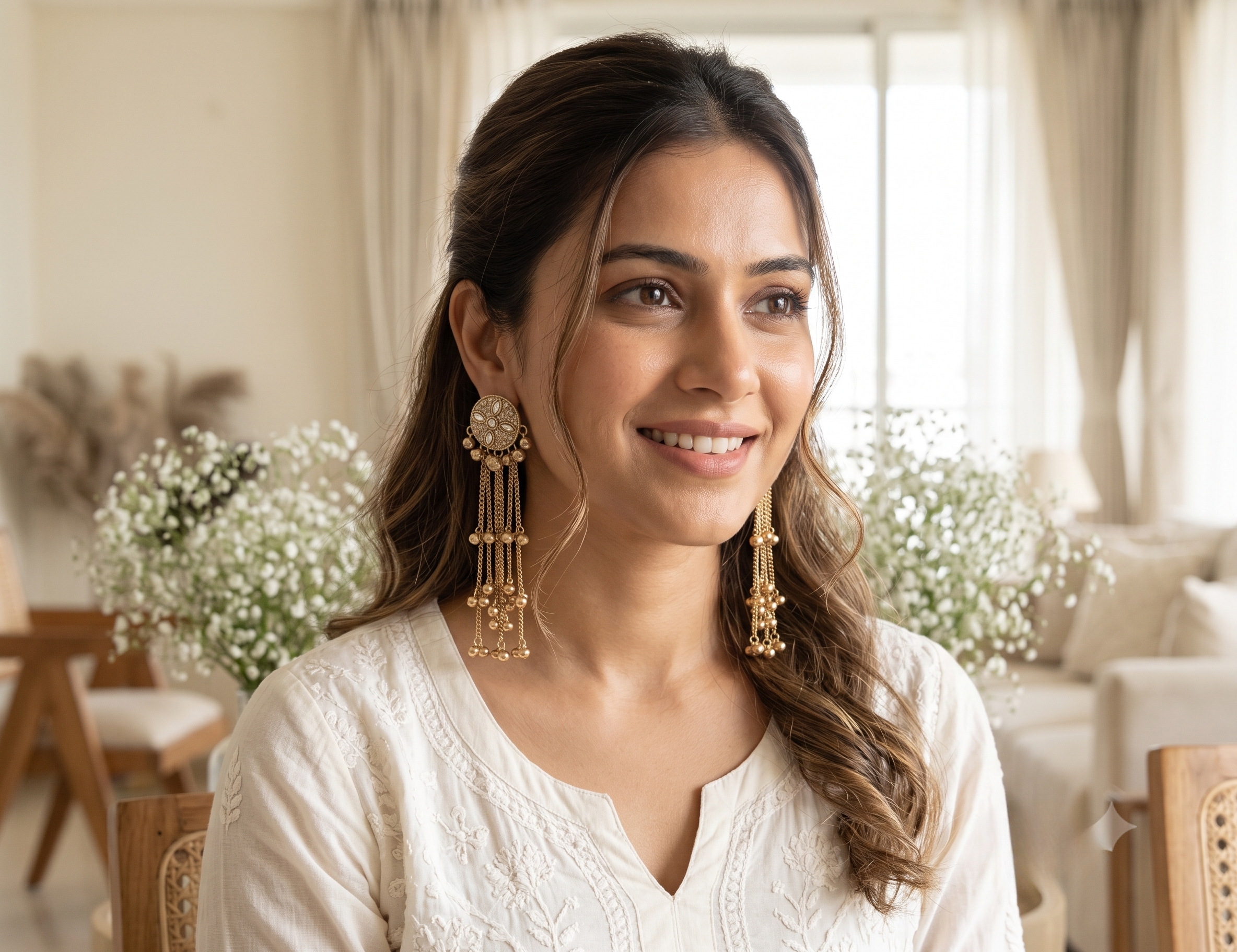 Gold Ghungroo Tassel Bell Stud Jhumki