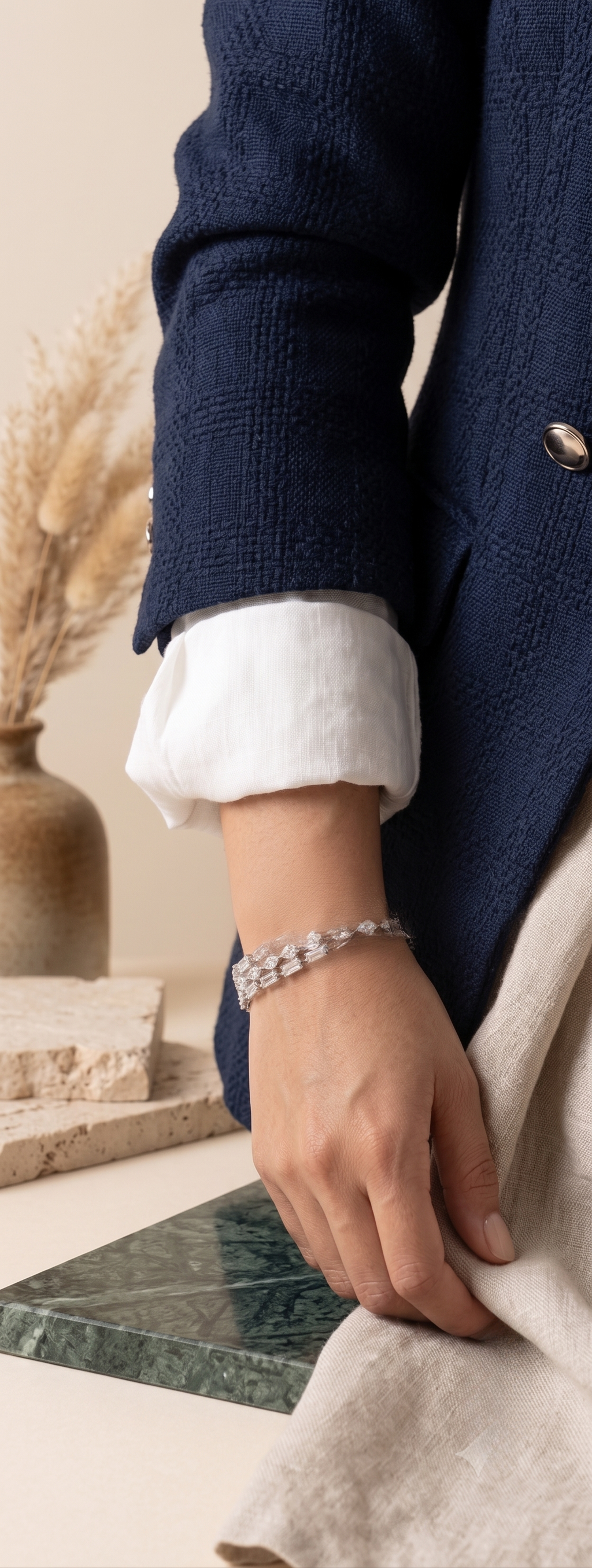 Silver 3-Layer CZ Tennis Bracelet