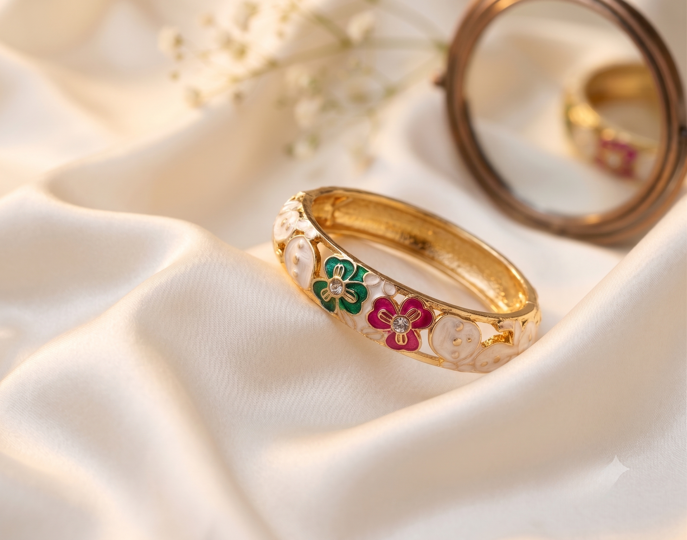 Ivory Thick Meenakari Kada