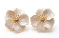 White Pearl Enamel Floral Statement Earrings