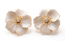 White Pearl Enamel Floral Statement Earrings
