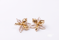 Ivory Dual-Tone Gold Enamel Floral Earrings