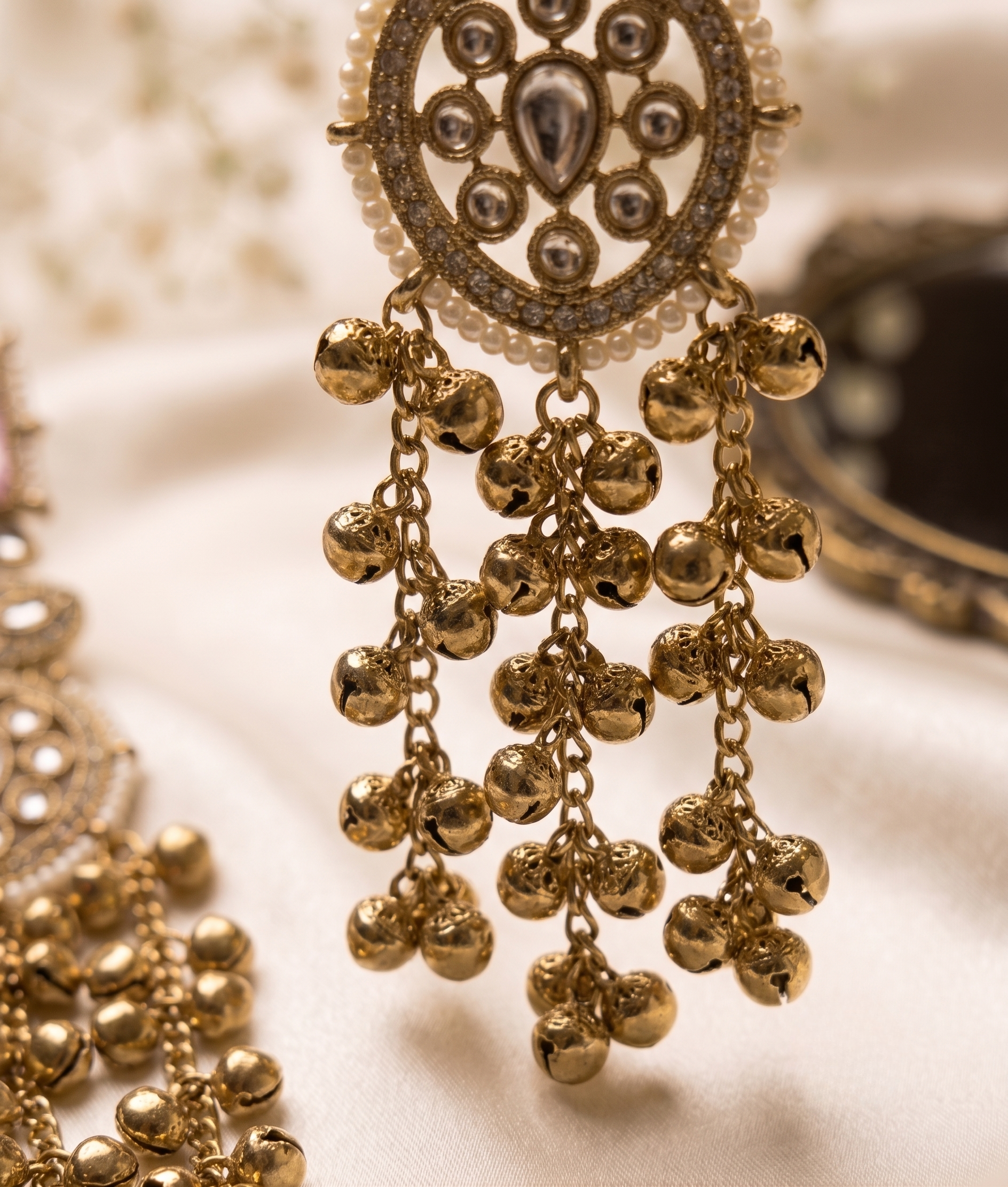 Blush Pink Kundan Long Kashmiri Jhumki