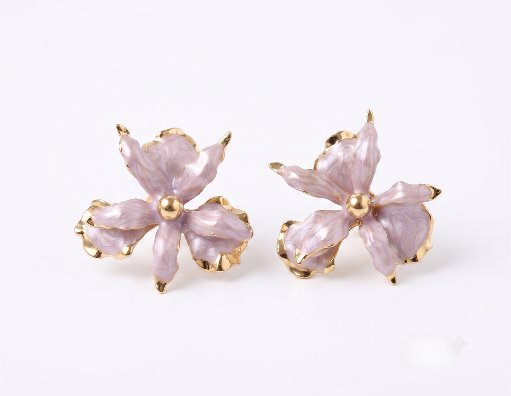 Off-White Resin Flower Cluster Statement Earrings