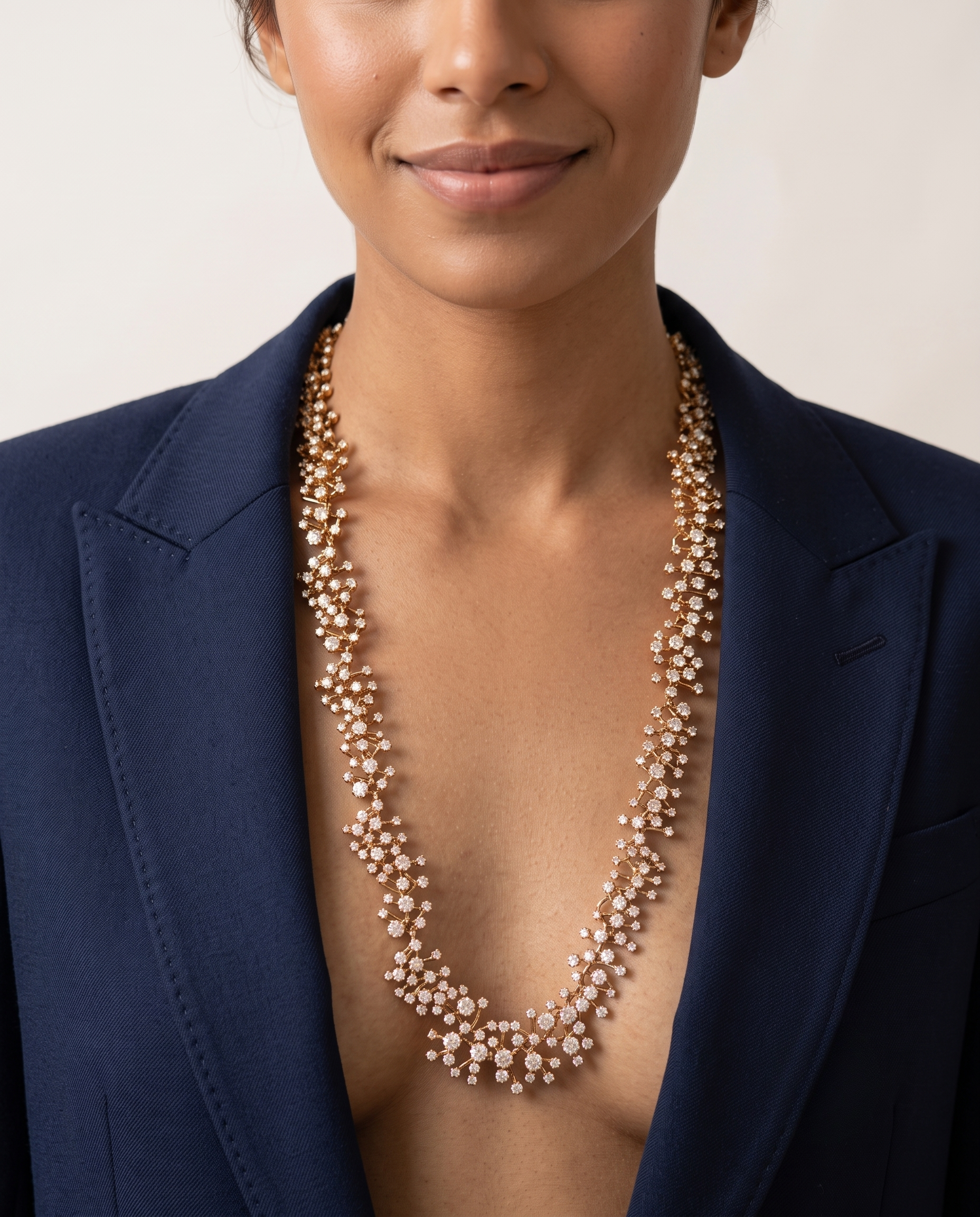 Crystal Rhinestone Studded Long Necklace