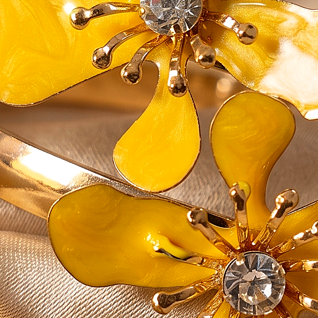 Yellow Flower Enamel Arm Cuff Bracelet