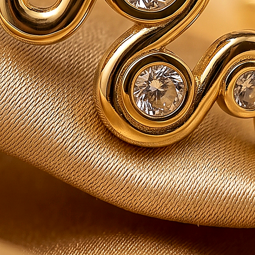 Golden Diamond CZ Cable Cuff Bracelet