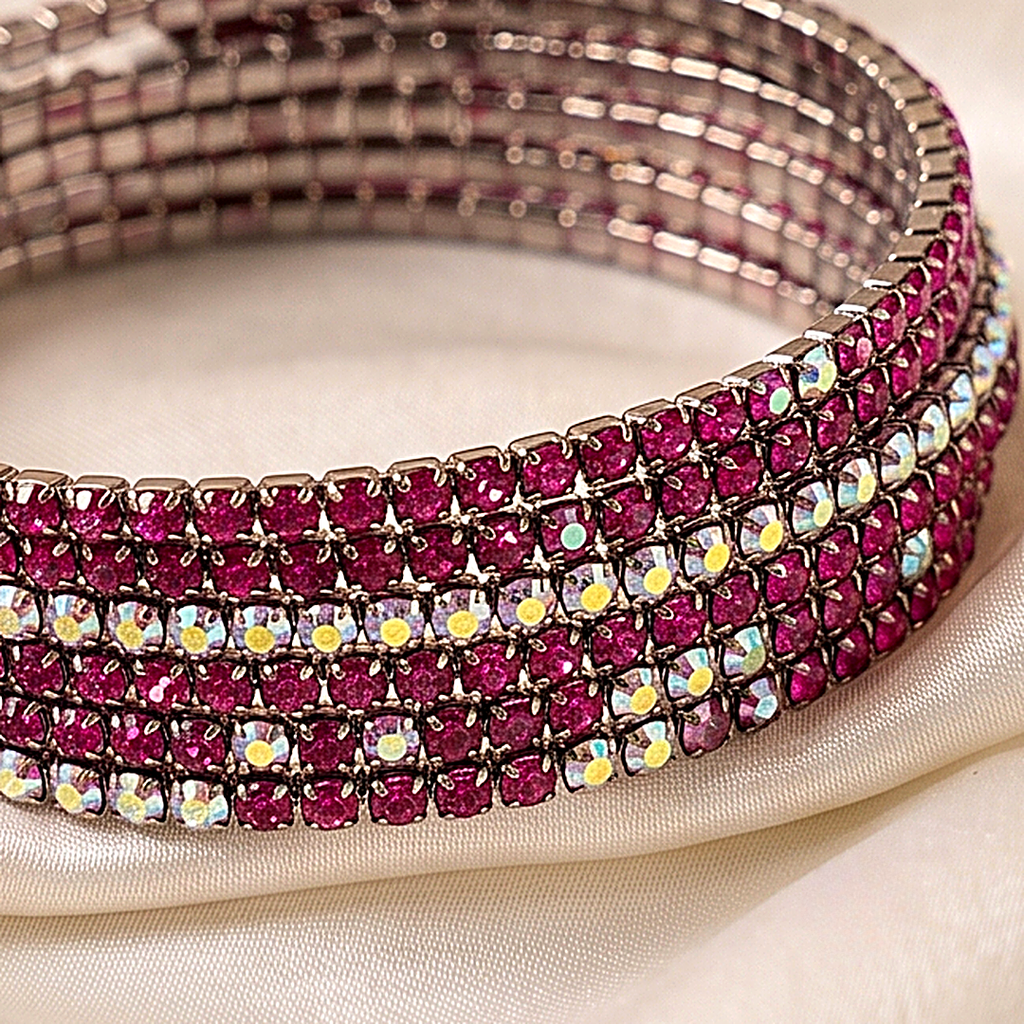 Ruby Rhinestone Stretch Bracelet Stack Set