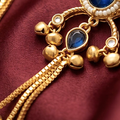 Navy Blue Kundan Long Gold-tone Jhumki
