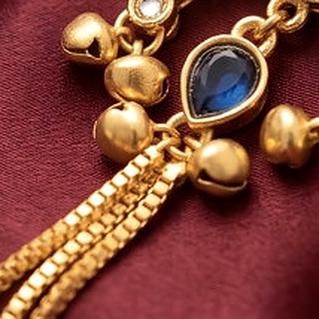 Navy Blue Kundan Long Gold-tone Jhumki