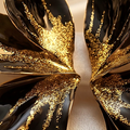 Black Glossy Enamel Floral Statement Earrings