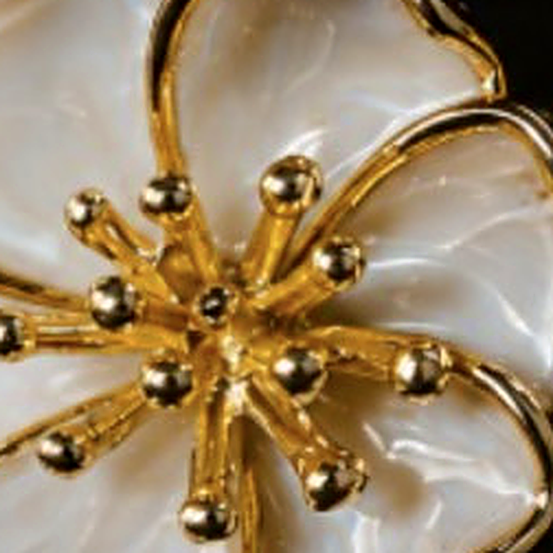 White Glossy Ivory Enamel Floral Earrings