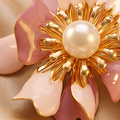 Pink Flower Enamel Stud Earrings