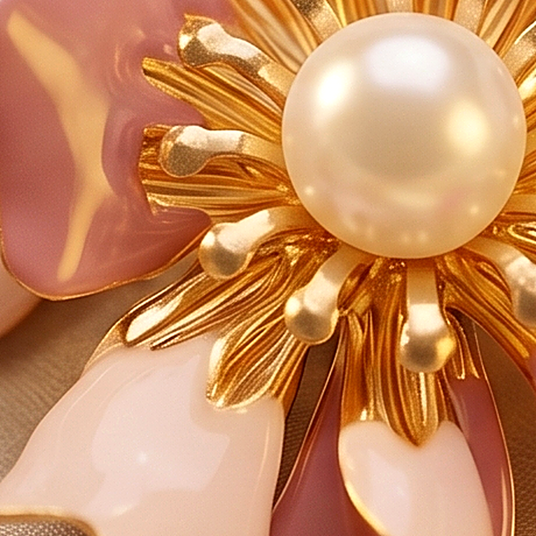 Pink Flower Enamel Stud Earrings