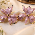 Mauve & Pink Dual Floral Pearl Earrings