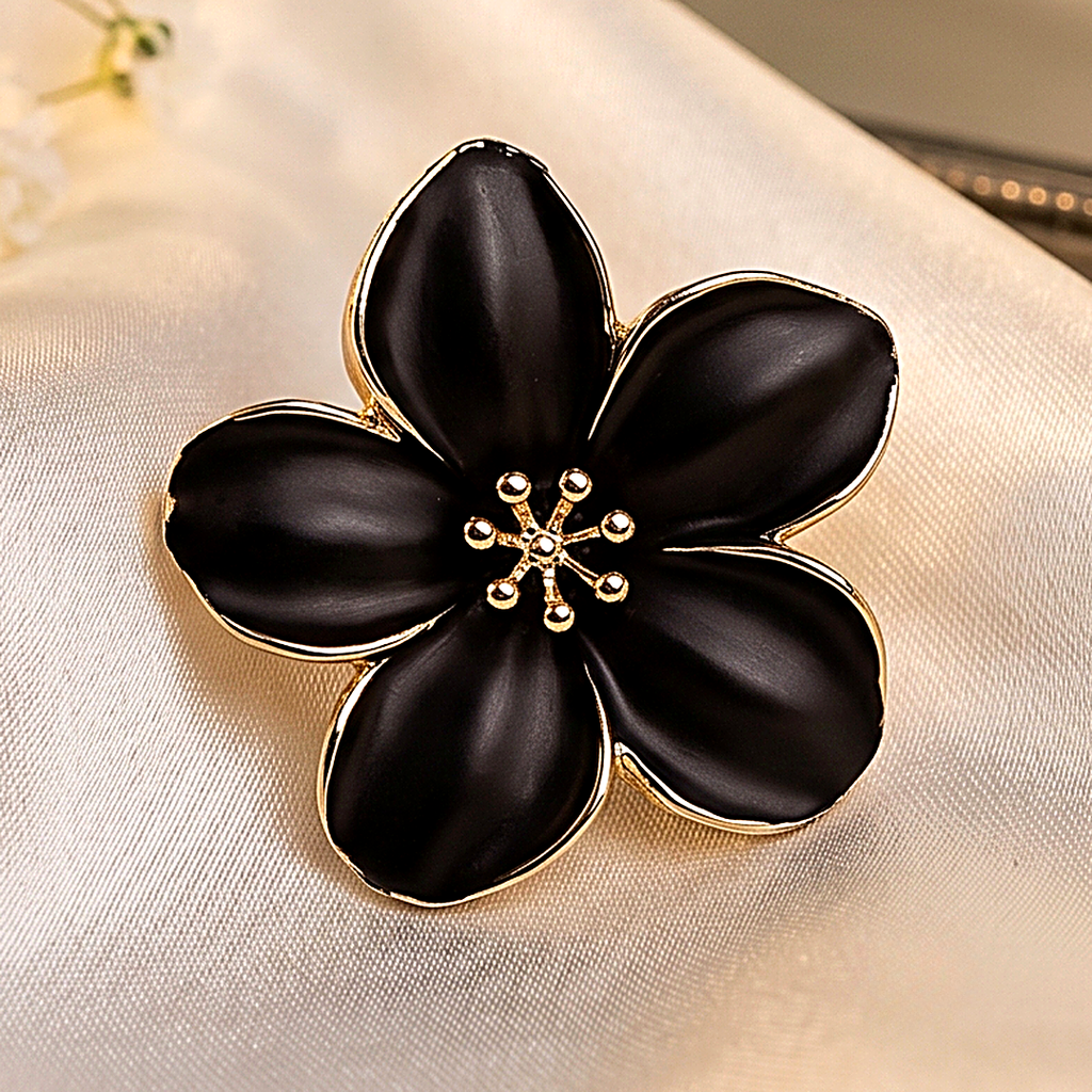 Midnight Orchid Enamel Floral Ring