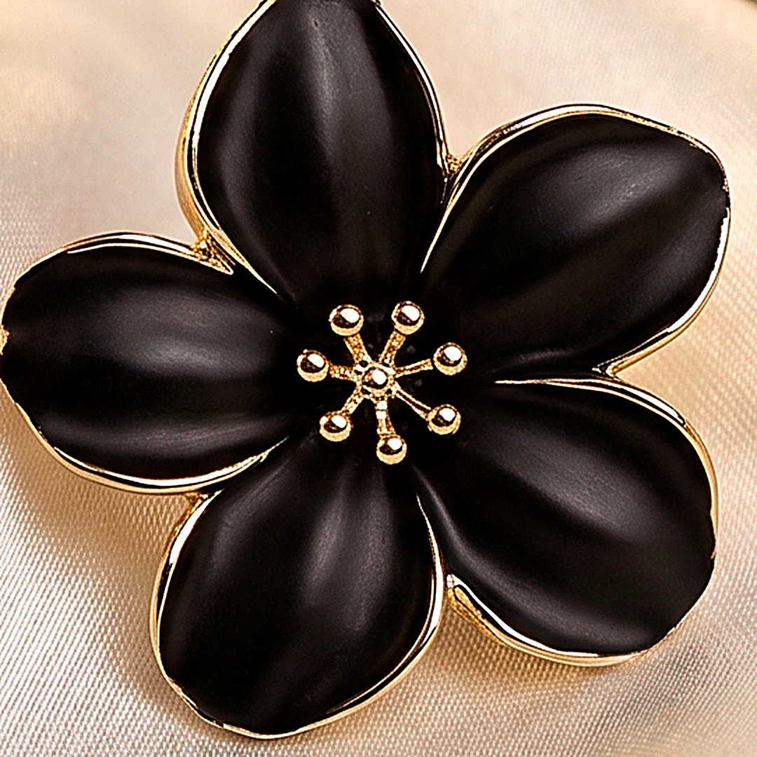 Midnight Orchid Enamel Floral Ring