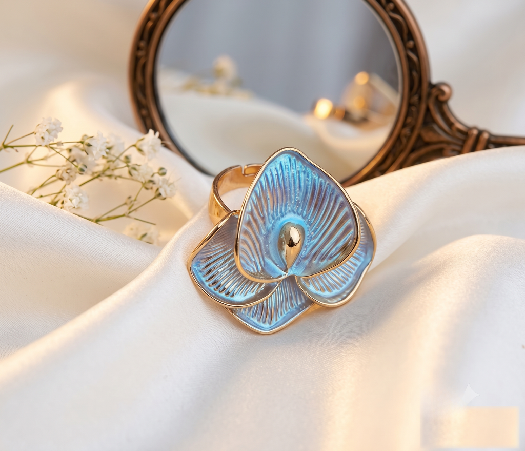 Ivory Calla Lily Enamel Ring