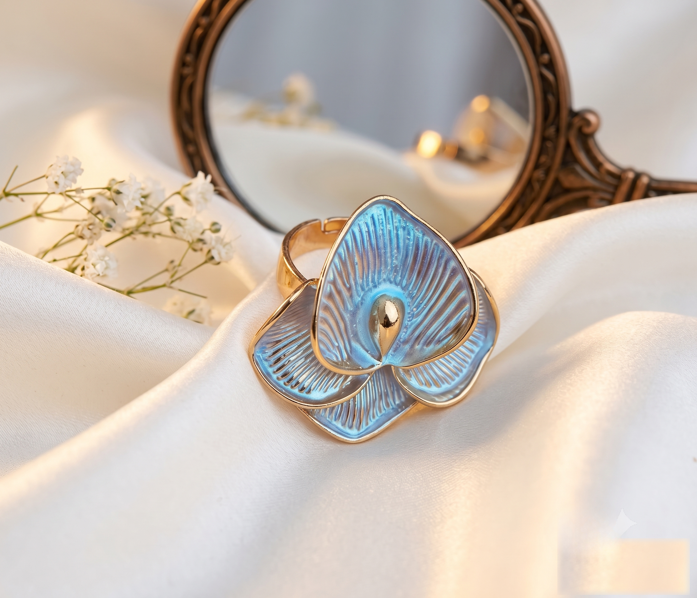 Ivory Calla Lily Enamel Ring