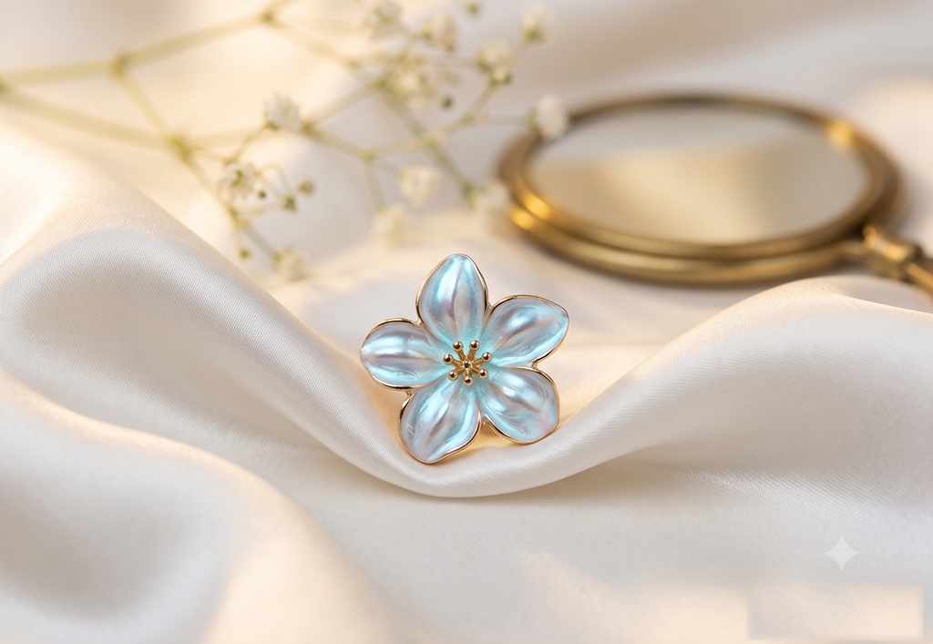 Frost Blossom Clear Resin Floral Ring