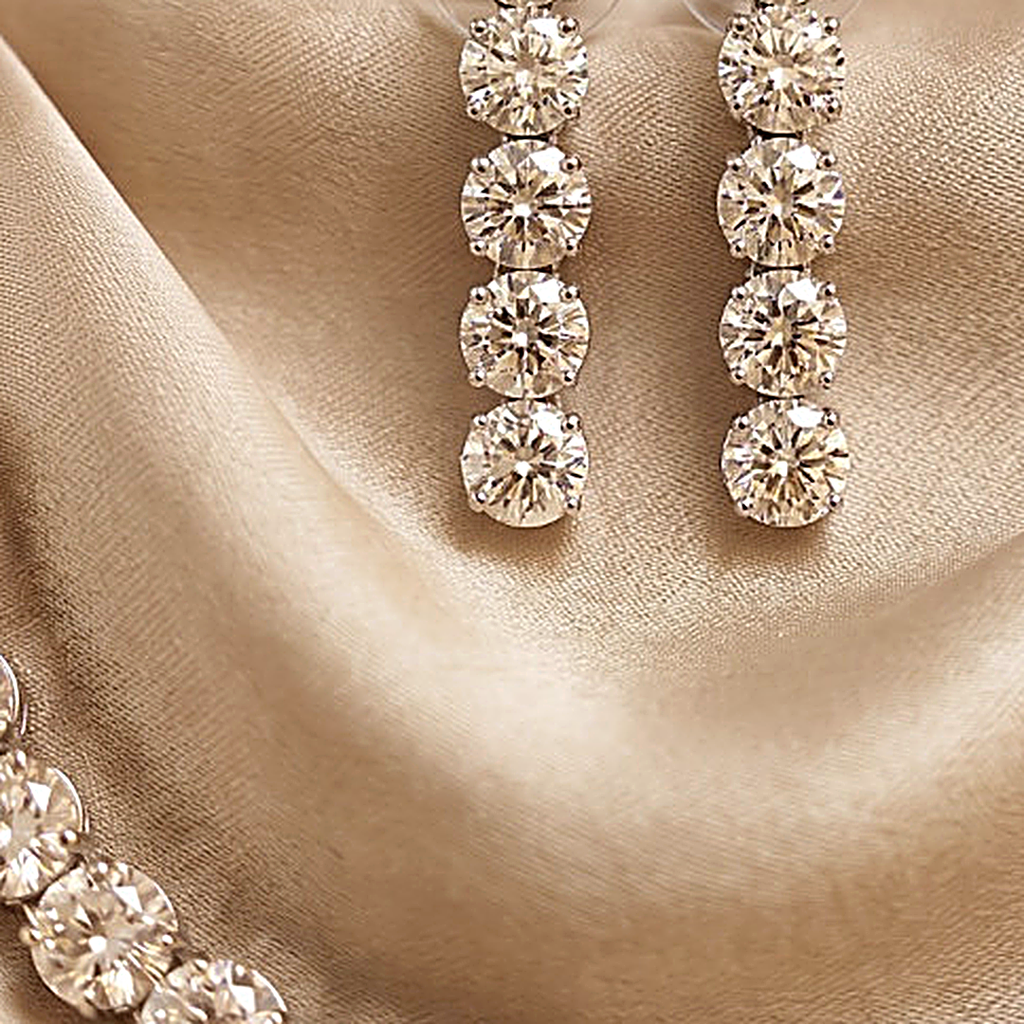 Silver CZ Choker Necklace & Earring Set