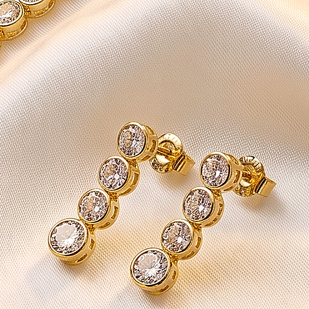 Gold CZ Choker Necklace & Earring Set