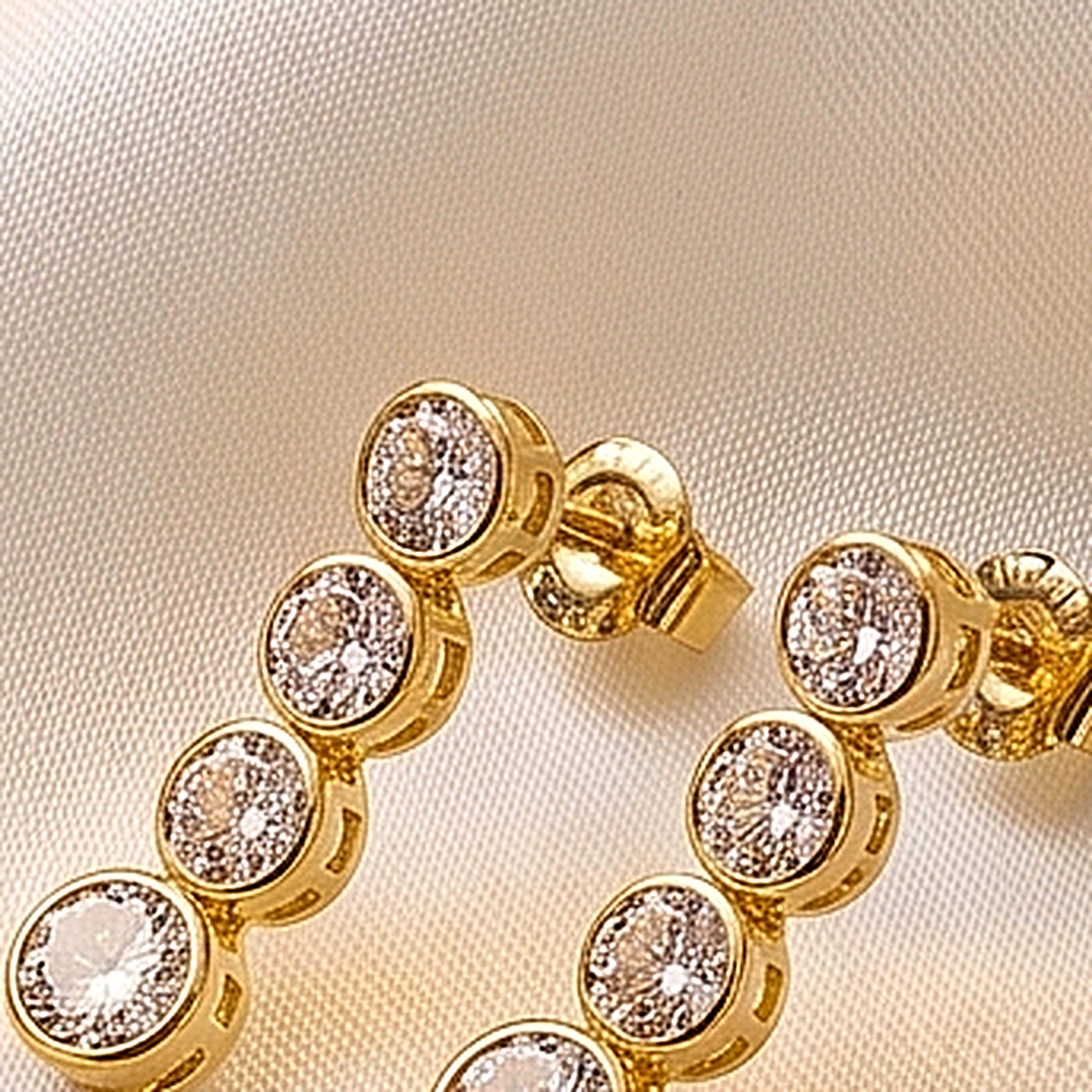 Gold CZ Choker Necklace & Earring Set