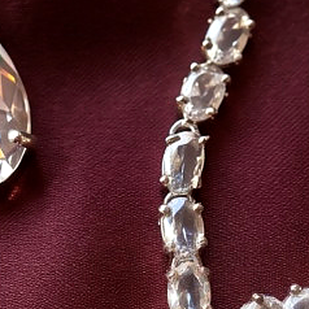 Clear CZ Silver Choker Necklace & Earring Set