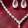 Clear Teardrop Pendant CZ Choker Set