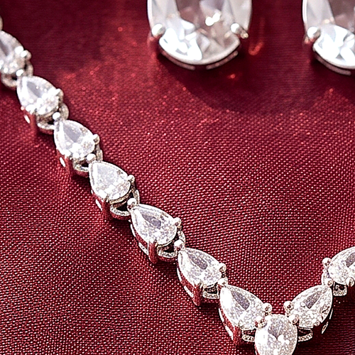 Clear Teardrop Pendant CZ Choker Set